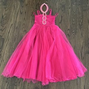Pink dress with long skirt w rhinestone details